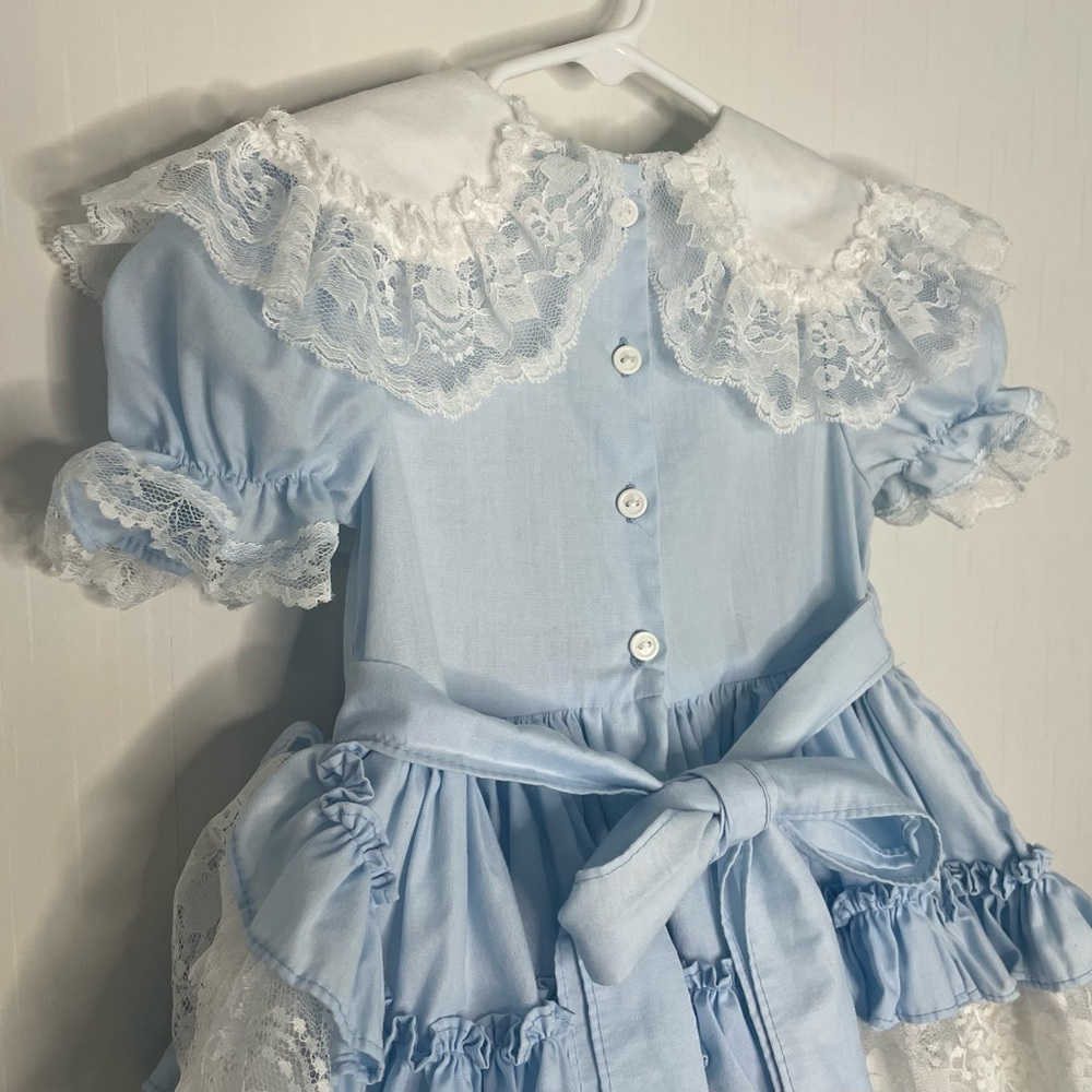 Lid'l Dolly's Ruffle Dress Full Circle Baby Blue Lace
Floral VTG Pageant Size 2T - Picture 10 of 16